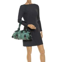 Pre Owned Chloe Green Python and Leather Silverado Satchel