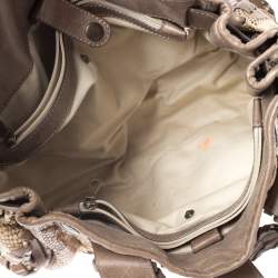 Pre Owned Chloe Light Brown Python and Leather Silverado Satchel