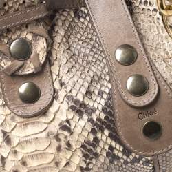 Pre Owned Chloe Light Brown Python and Leather Silverado Satchel