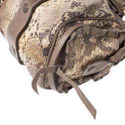 Pre Owned Chloe Light Brown Python and Leather Silverado Satchel