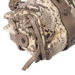 Pre Owned Chloe Light Brown Python and Leather Silverado Satchel