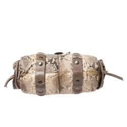 Pre Owned Chloe Light Brown Python and Leather Silverado Satchel