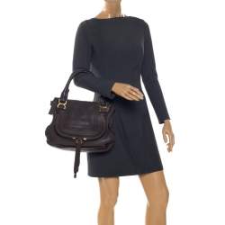 Pre Owned حقيبة ساتشل كلوي مارسيه جلد بنية داكنة متوسطة