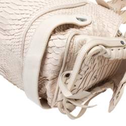 Pre Owned Chloe Off White Python and Leather Silverado Satchel