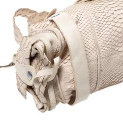 Pre Owned Chloe Off White Python and Leather Silverado Satchel