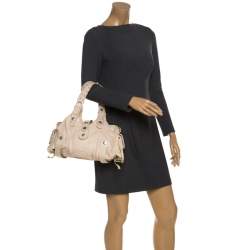 Pre Owned Chloe Off White Python and Leather Silverado Satchel