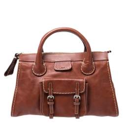 Pre Owned Chloe Brown Leather Edith Bag