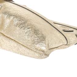 Pre Owned Chloe Gold Metallic Textured Leather Clutch