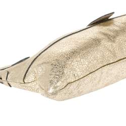 Pre Owned Chloe Gold Metallic Textured Leather Clutch