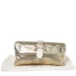 Pre Owned Chloe Gold Metallic Textured Leather Clutch