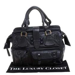 Pre Owned Chloe Midnight Blue Leather Front Pocket Tote