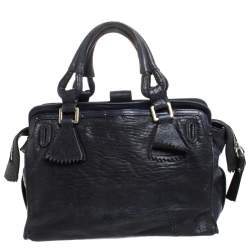 Pre Owned Chloe Midnight Blue Leather Front Pocket Tote