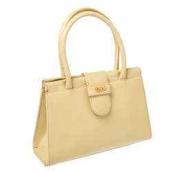 Pre Owned Chloe Yellow Leather Double Handle Satchel