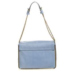 Pre Owned Chloe Sky Blue Leather Medium Sally Shoulder Bag