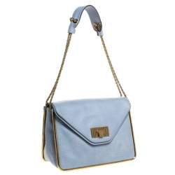 Pre Owned Chloe Sky Blue Leather Medium Sally Shoulder Bag