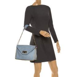 Pre Owned Chloe Sky Blue Leather Medium Sally Shoulder Bag