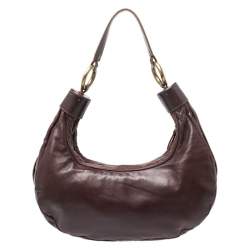 Chloe Dark Brown Leather Crescent Hobo