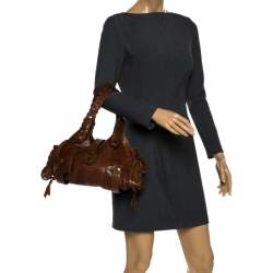 مملوكة مسبقًا حقيبة كلوي سيلفيرادو جلد ثعبان بني داكن