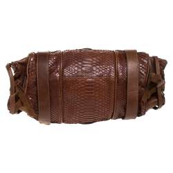 مملوكة مسبقًا حقيبة كلوي سيلفيرادو جلد ثعبان بني داكن