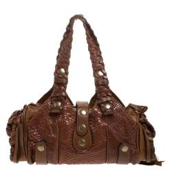 مملوكة مسبقًا حقيبة كلوي سيلفيرادو جلد ثعبان بني داكن