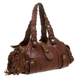 مملوكة مسبقًا حقيبة كلوي سيلفيرادو جلد ثعبان بني داكن