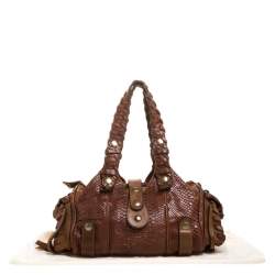 مملوكة مسبقًا حقيبة كلوي سيلفيرادو جلد ثعبان بني داكن