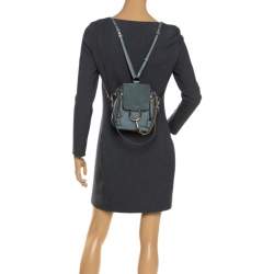 Pre Owned Chloe Cloudy Blue Leather and Suede Mini Faye Daye Backpack