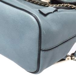 Pre Owned Chloe Cloudy Blue Leather and Suede Mini Faye Daye Backpack