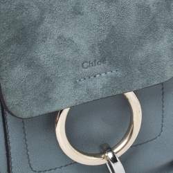 Pre Owned Chloe Cloudy Blue Leather and Suede Mini Faye Daye Backpack