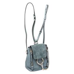 Pre Owned Chloe Cloudy Blue Leather and Suede Mini Faye Daye Backpack