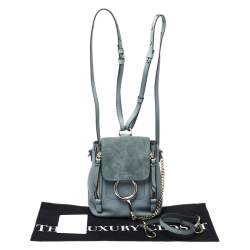 Pre Owned Chloe Cloudy Blue Leather and Suede Mini Faye Daye Backpack