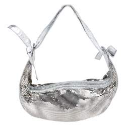 مملوكة مسبقًا حقيبة هوبو كلوي شاينمايل جلد و شبكة معدن فضي