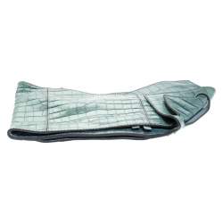 Pre Owned Chloe Green Crocodile Embossed Freja Origami Clutch
