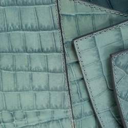 Pre Owned Chloe Green Crocodile Embossed Freja Origami Clutch