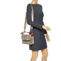 Pre Owned  Chloe Motty Grey Leather C Double Bag