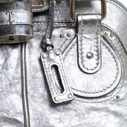 Pre Owned Chloe Metallic Silver Leather Large Paddington Satchel