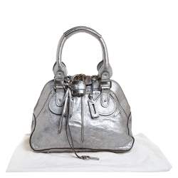 Pre Owned Chloe Metallic Silver Leather Large Paddington Satchel