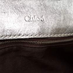 Pre Owned Chloe Metallic Silver Leather Large Paddington Satchel
