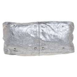 Pre Owned Chloe Metallic Silver Leather Large Paddington Satchel