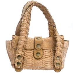 Pre Owned Chloe Beige Python Mini Silverado Satchel