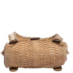 Pre Owned Chloe Beige Python Mini Silverado Satchel
