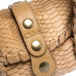 Pre Owned Chloe Beige Python Mini Silverado Satchel