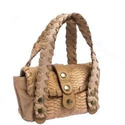 Pre Owned Chloe Beige Python Mini Silverado Satchel