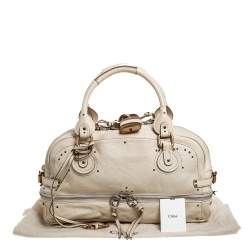 Pre Owned Chloe Cream Leather Paddington Zipped Satchel