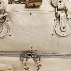 Pre Owned Chloe Cream Leather Paddington Zipped Satchel