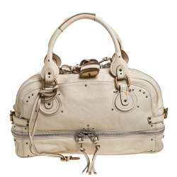 Pre Owned Chloe Cream Leather Paddington Zipped Satchel
