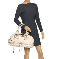 Pre Owned Chloe Cream Leather Paddington Zipped Satchel