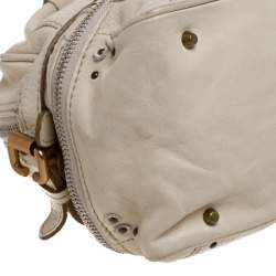 Pre Owned Chloe Cream Leather Paddington Zipped Satchel
