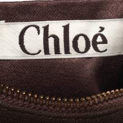 Pre Owned Chloe Brown Canvas Beads Embellished Hobo