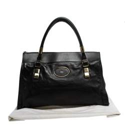 Pre Owned حقيبة يد كلوي سحاب علوي جلد أسود 